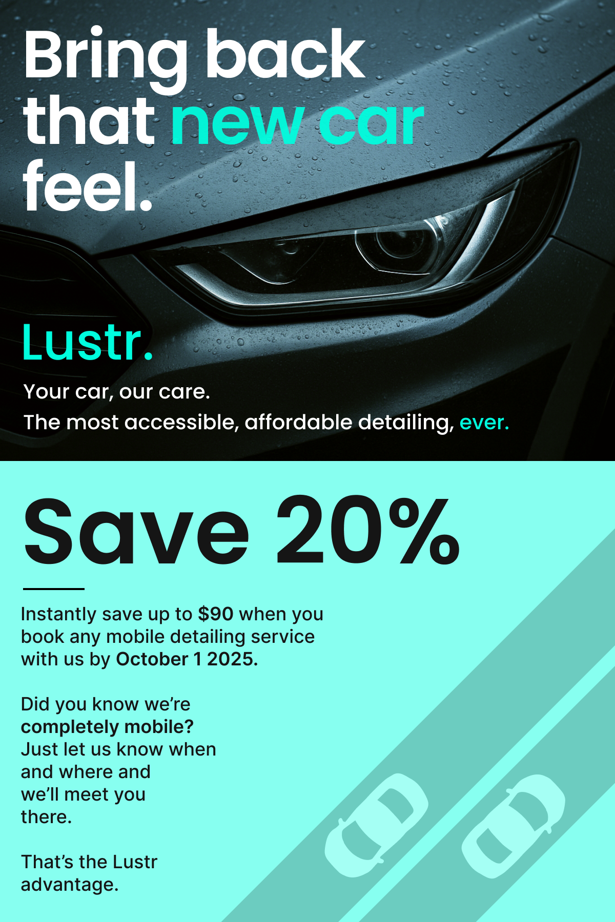 Lustr consumer promo card — front